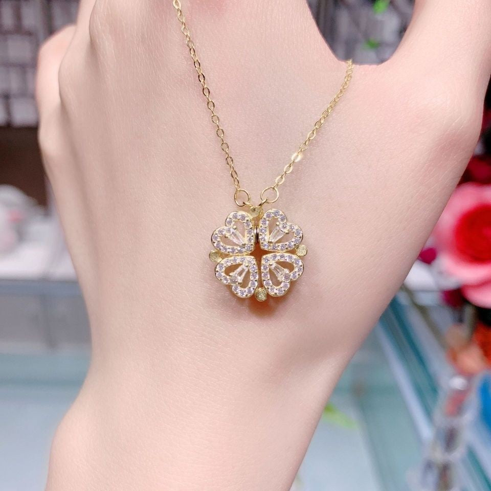 Do DaiKorean Version Full Diamond Small Love Magnet Necklace Female