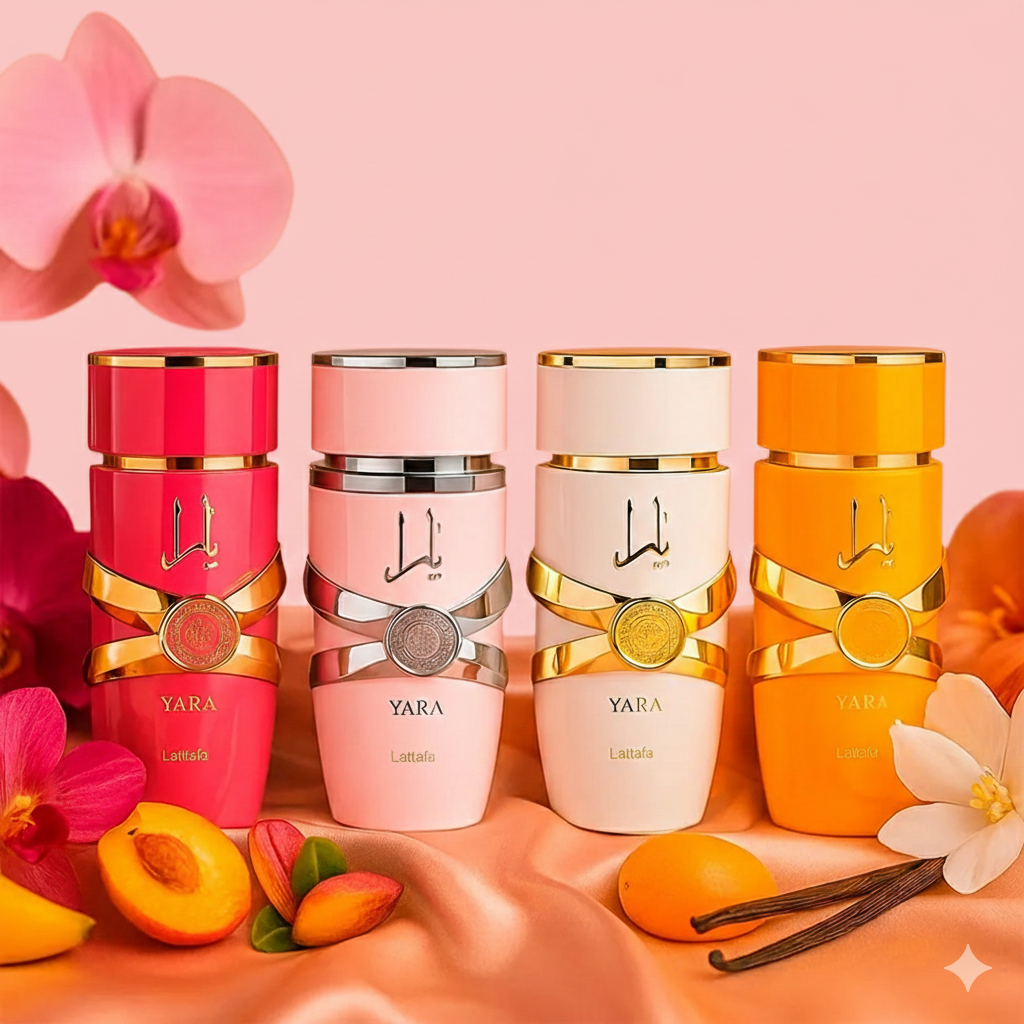 Yara, Yara Candy, Yara Moi & Yara Tous Eau de Parfum Sprays 100ml (3.4 oz) by Lataffa