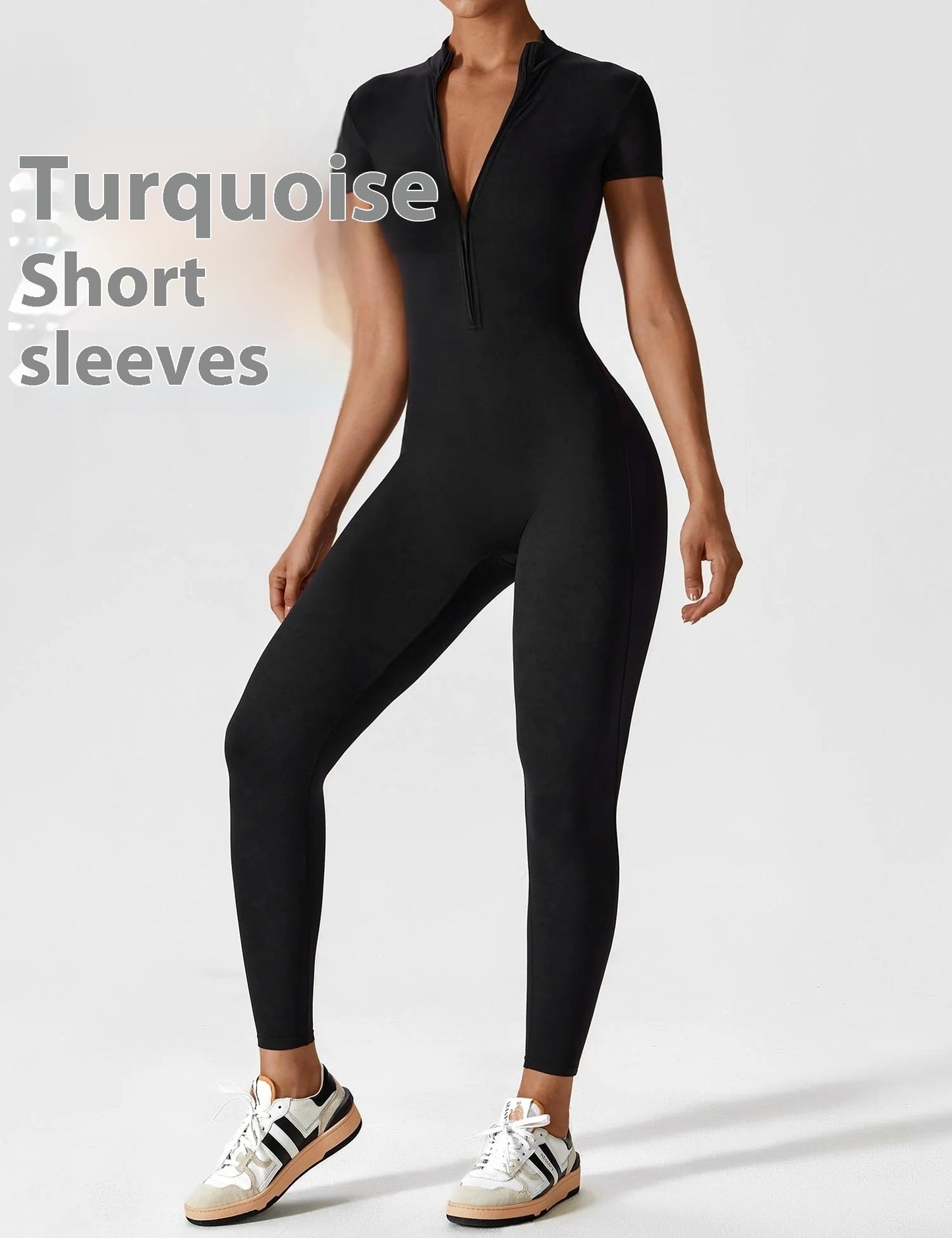 Zipper Long Sleeve Jumpsuit Yoga Fitness