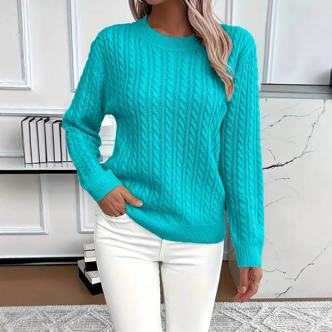 Sweater Fashion Solid Color Long-sleeved Knitted Top For Women
