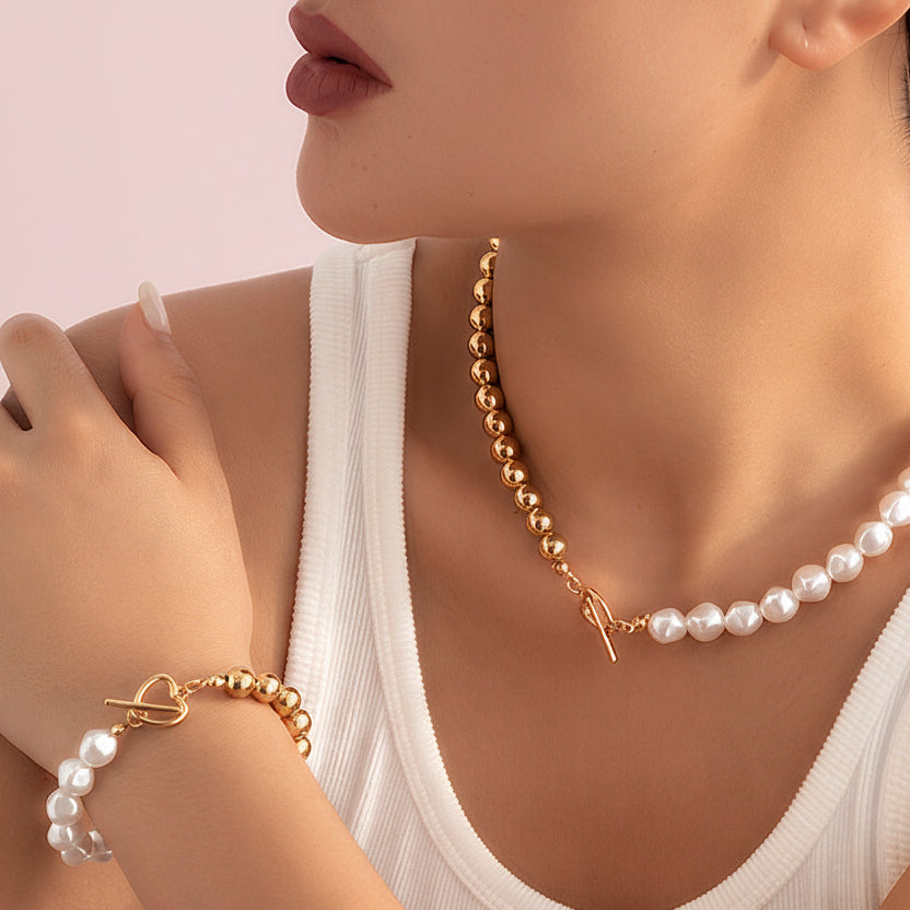 Simple Creative Peach Heart OT Buckle Collarbone Necklace Bracelet