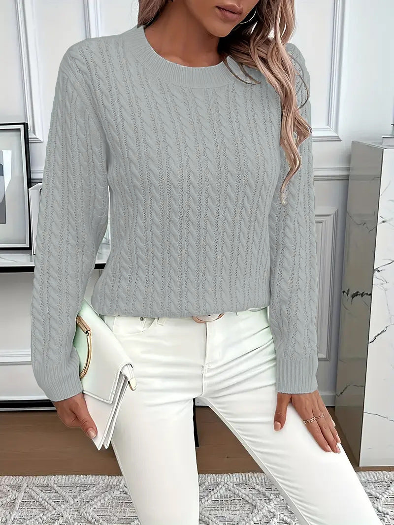 Sweater Fashion Solid Color Long-sleeved Knitted Top For Women