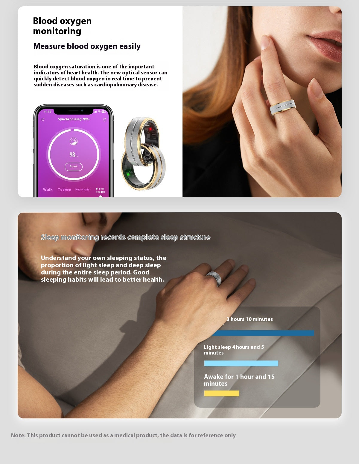 Smart Ring For Men and Women Heart Rate Blood Oxygen