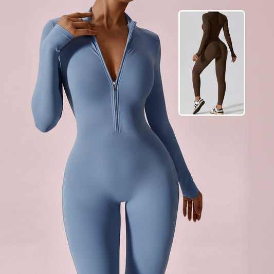 Zipper Long Sleeve Jumpsuit Yoga Fitness