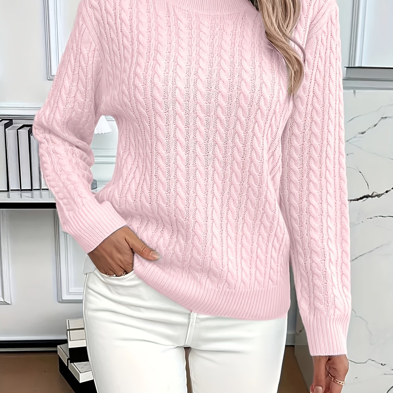 Sweater Fashion Solid Color Long-sleeved Knitted Top For Women