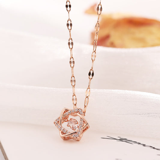 Titanium Steel Six-pointed Star Smart Micro-inlaid Fine Diamond Smart Clavicle Chain Necklace