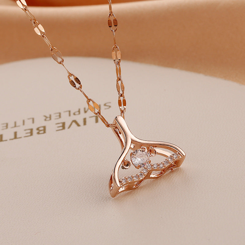 Titanium Steel Six-pointed Star Smart Micro-inlaid Fine Diamond Smart Clavicle Chain Necklace