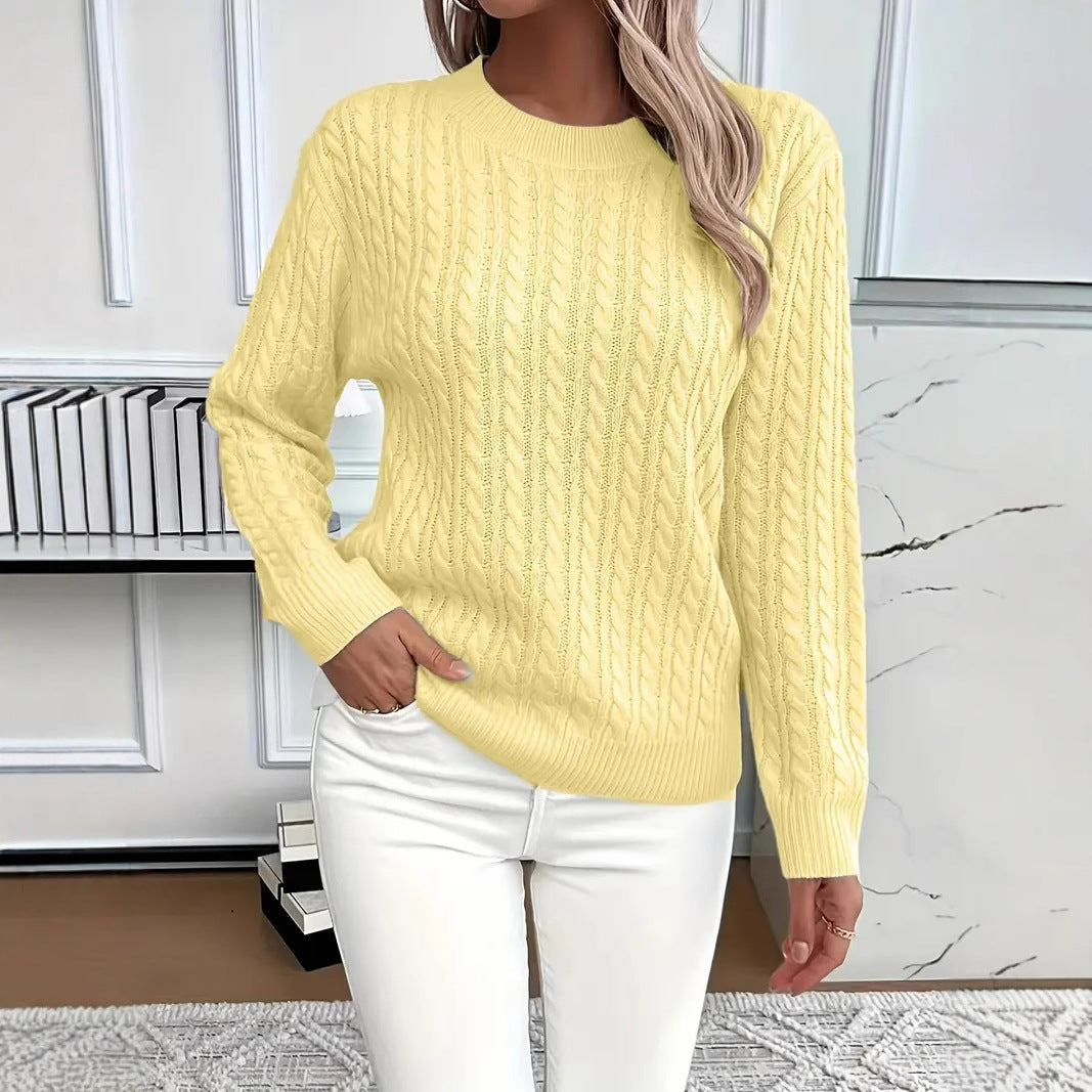 Sweater Fashion Solid Color Long-sleeved Knitted Top For Women