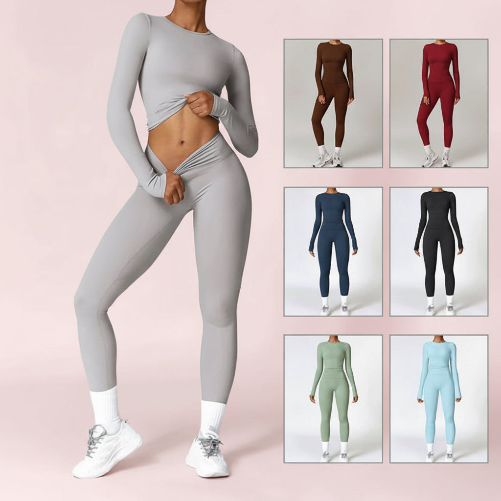 Top High Waist Leggings Women Sets Yoga