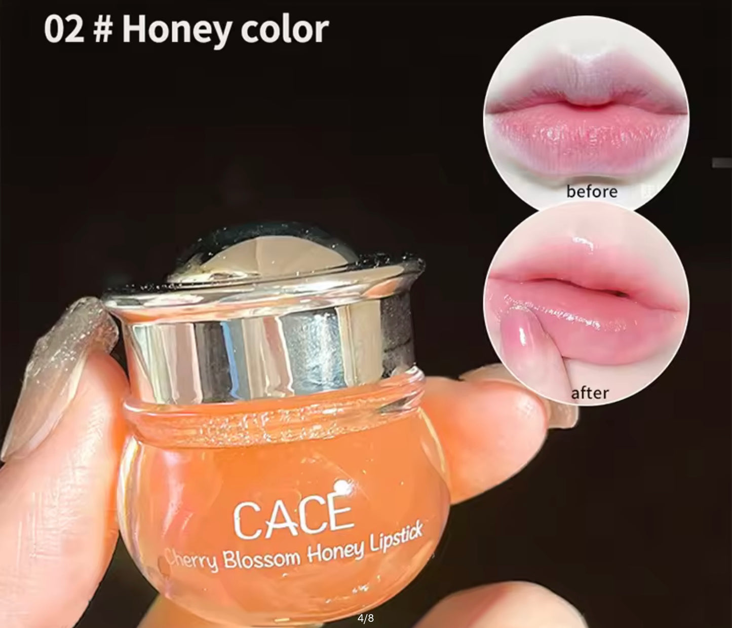Cherry Blossom Honey Lip Balm — Deeply Hydrating and Plumping, Water-Rich Glossy Finish, Non-Sticky