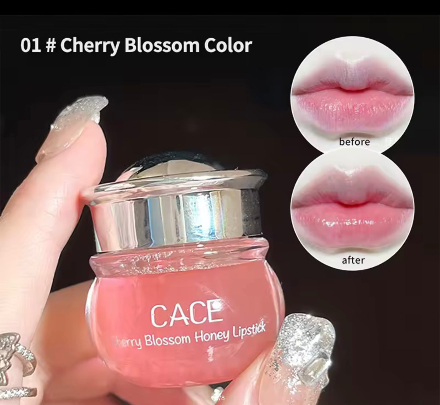 Cherry Blossom Honey Lip Balm — Deeply Hydrating and Plumping, Water-Rich Glossy Finish, Non-Sticky