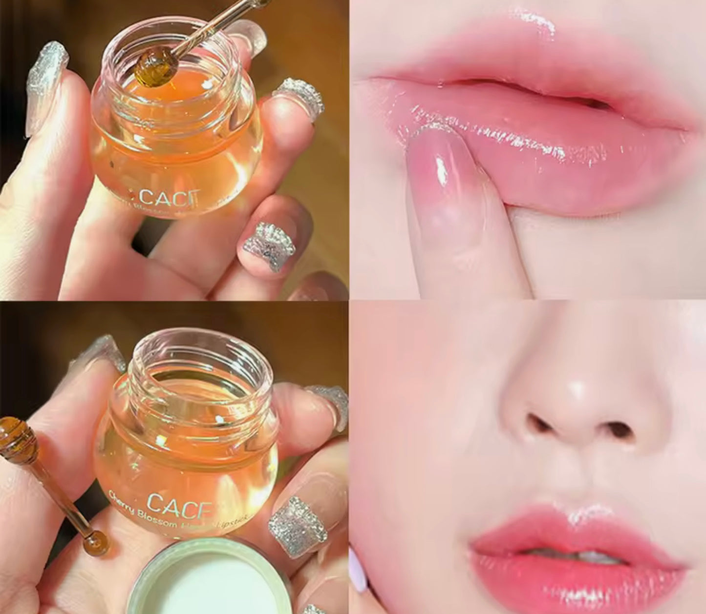 Cherry Blossom Honey Lip Balm — Deeply Hydrating and Plumping, Water-Rich Glossy Finish, Non-Sticky