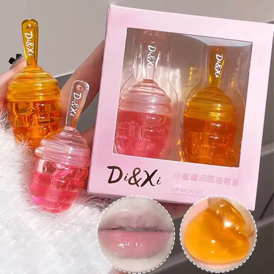 Honey Pot Lip Oil Fresh Fruit Lip Balm Set 2