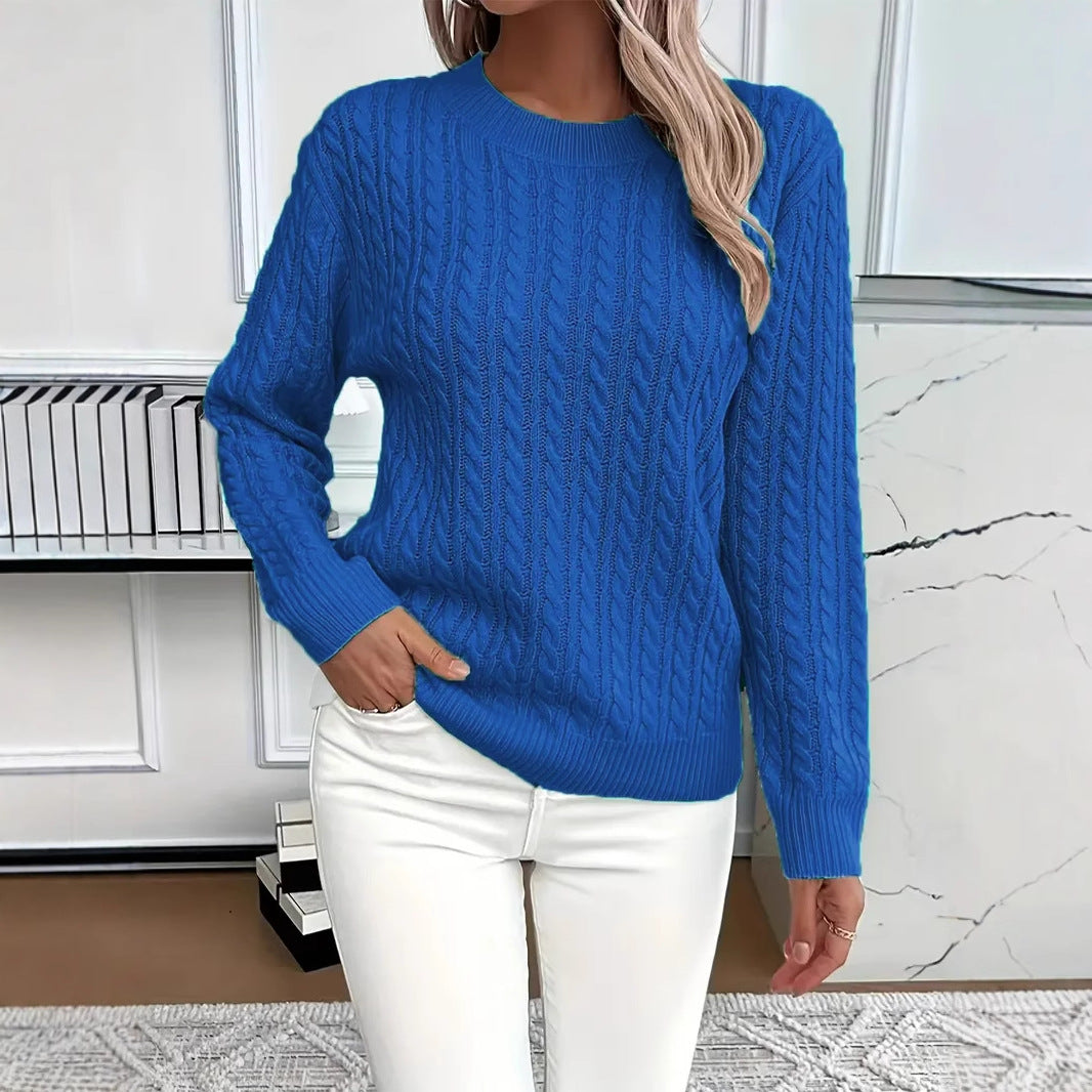 Sweater Fashion Solid Color Long-sleeved Knitted Top For Women