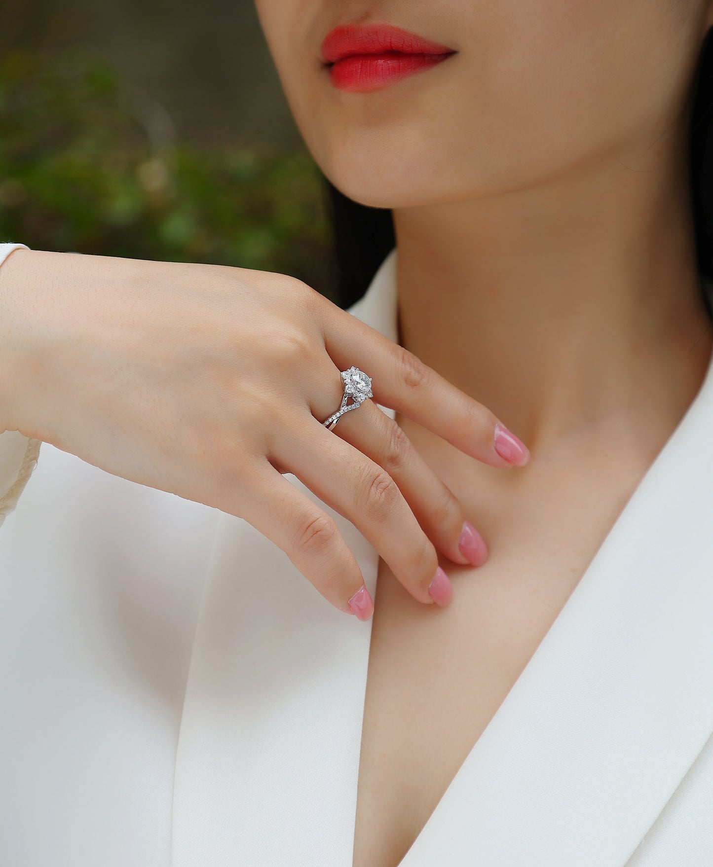 Hidden Poetry - A Wedding Ring Set With 1-carat Top-quality Moissanite S925 Silver And Platinum-plated Diamond Can Be Inspected With A Diamond Pen