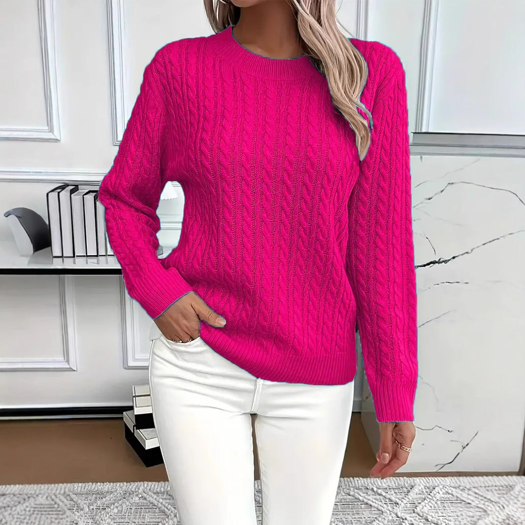 Sweater Fashion Solid Color Long-sleeved Knitted Top For Women