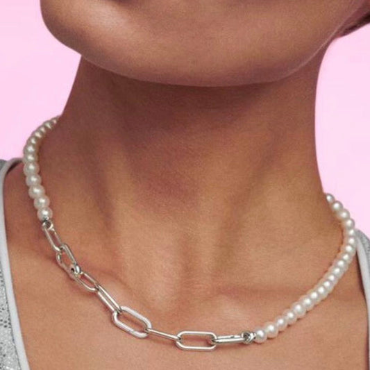 Set Pearl Bracelet silver 925 and necklace